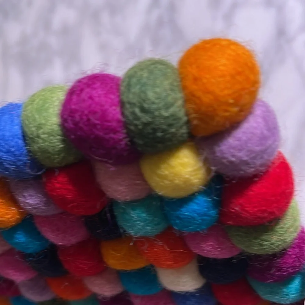 Trader Joe’s Handcrafted Felted Wool Trivet -NWT,never used,whimsical multicolor - Picture 7 of 12